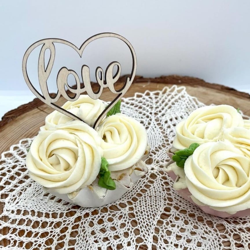 Love Heart Cake or Cupcake Topper